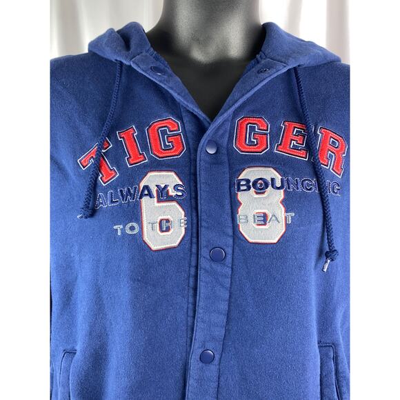 Disney Tigger blue hooded sweatshirt embroidered snap up hoodie size medium - Picture 3 of 7